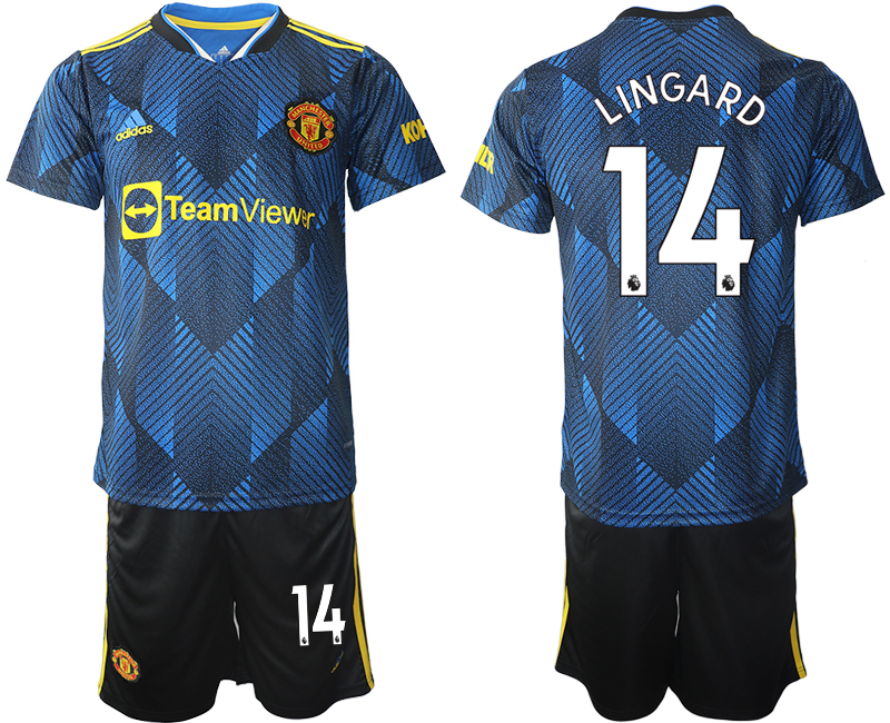 Men 2021-2022 Club Manchester United Second away blue #14 Soccer Jersey